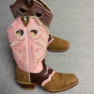 Semental Pink and Brown Leather Western Cowboy Boots